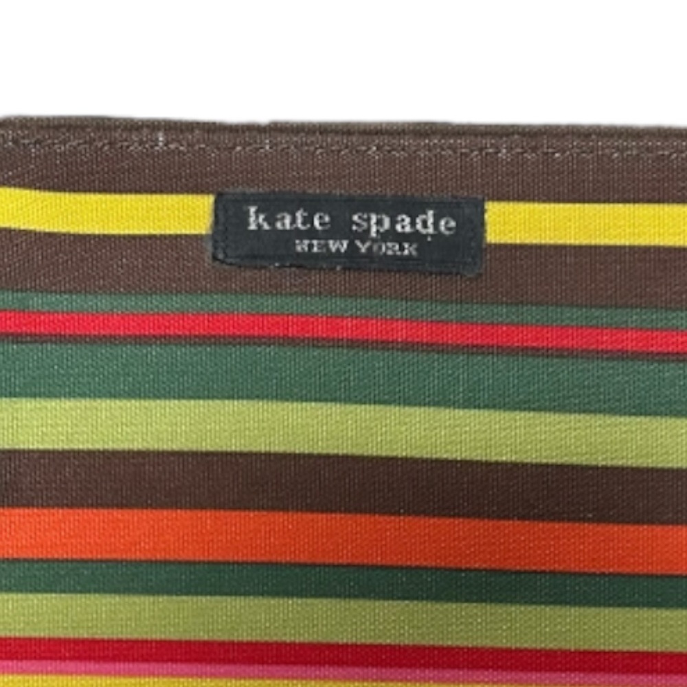 Vintage 90s Iconic Kate Spade Striped Canvas and Leather Shoulder Bag Handbag - Picture 7 of 8